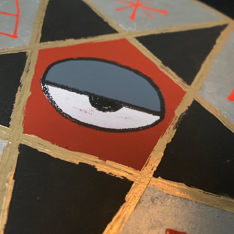 pentacle SIL/BLK/RED on wood disk Image 3