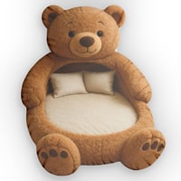 Image 1 of Giant Bear Lounger Bed Faux Plush Cushion - Shaped Pillow