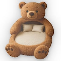 Image 3 of Giant Bear Lounger Bed Faux Plush Cushion - Shaped Pillow