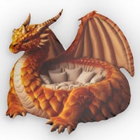 Image 1 of Giant Amber Dragon Lounger Plush Cushion - Shaped Pillow