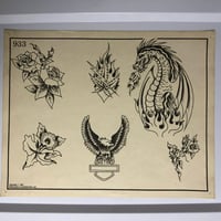 Image 1 of 1987 Spaulding & Roger’s production flash sheet dragon/flowers 11x14
