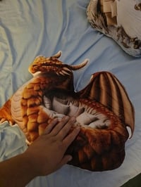 Image 2 of Giant Amber Dragon Lounger Plush Cushion - Shaped Pillow