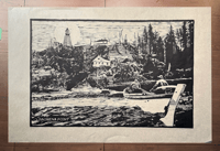 Image 1 of "Pachena Point" - Linocut print on Japanese Washi paper