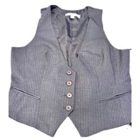 Image 9 of Women’s Gray Pinstripe Vest Vintage Y2K custom made w/ sparkling stars & pocket chain detail 