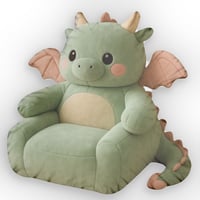 Image 1 of Kawaii Dragon Plush Lounger Chair Faux Cozy Fantasy Faux Seating - Shaped Pillow