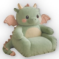 Image 2 of Kawaii Dragon Plush Lounger Chair Faux Cozy Fantasy Faux Seating - Shaped Pillow