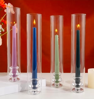 Image of Clear glass  hurricane candle cover set of 3 