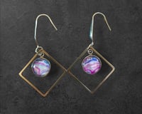 Image 2 of Hues of Purple and White- Abstract Art Statement Earrings