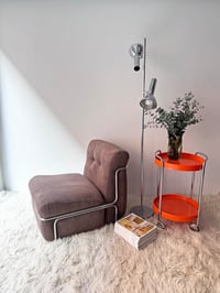 Image 1 of SILLÓN VINTAGE CROMADO CON PANA MARRÓN, AÑOS 70