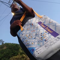 Image 2 of Dominica by Bus Tout Biten Tote Purple Stripe