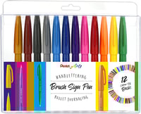 Image 1 of Pentel Brush Sign Pen Basic Colors (set of 12)