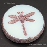 Image 2 of Czech Glass Dragonfly Coin Beads – 17×17mm White Bronze Dragonfly Focal Beads 
