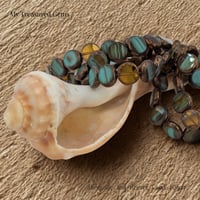 Image 2 of Czech Table Cut Coin Beads – Turquoise Bronze 10mm Czech Glass Strand