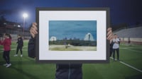 Image 7 of Watercolor Night Sports Field framed Print, Stadium Lights