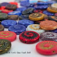 Image 2 of Czech Glass Fossil Shell Beads – 18mm Ammonite Coin Beads Mixed Colors