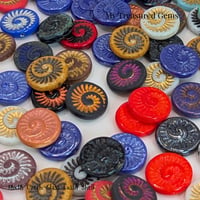 Image 4 of Czech Glass Fossil Shell Beads – 18mm Ammonite Coin Beads Mixed Colors