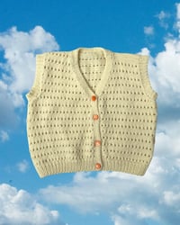 Image 1 of Handmade Yellow Eyelet Knit Sweater Vest