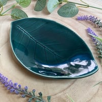 Image 1 of Large Green Ceramic Leaf Dish