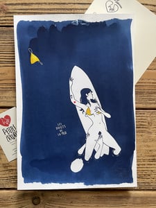 Image of "Les doigts de la mer" cyanotype + handmade watercolor