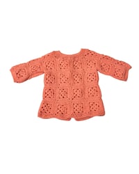 Image 2 of Handmade Coral Granny Square Crochet Cardigan