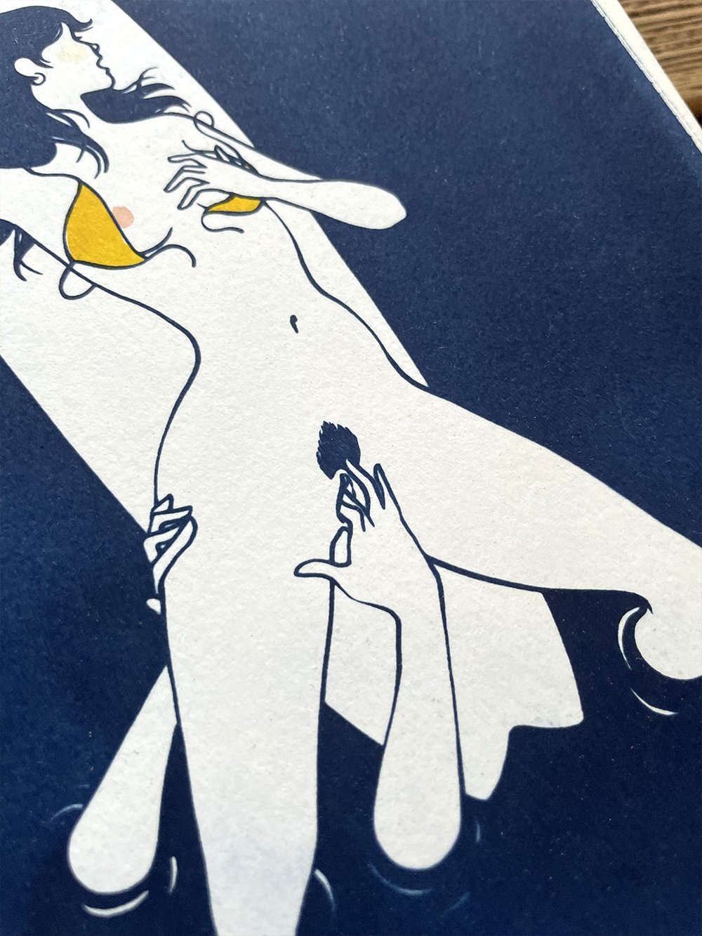 Image of "Les doigts de la mer" cyanotype + handmade watercolor