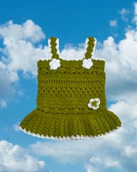 Image 1 of Handmade Crocheted Green Dress