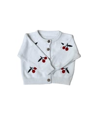 Image 3 of White Cherry Embroidered Knit Cardigan-12m