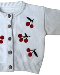 Image 4 of White Cherry Embroidered Knit Cardigan-12m