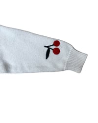 Image 5 of White Cherry Embroidered Knit Cardigan-12m