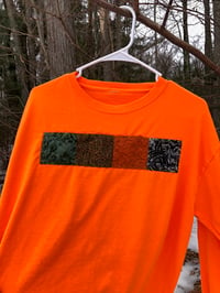Image 5 of Quilt Block Shirt: neon orange and friends, long sleeve