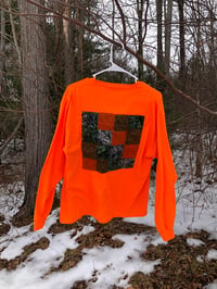 Image 2 of Quilt Block Shirt: neon orange and friends, long sleeve