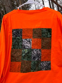 Image 3 of Quilt Block Shirt: neon orange and friends, long sleeve