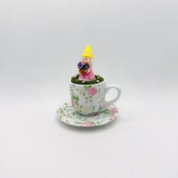 Image 3 of Whimsical springtime Easter Tea cup Tabletop Decor