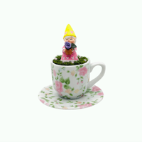 Image 1 of Whimsical springtime Easter Tea cup Tabletop Decor