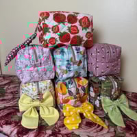 Image 1 of Handmade Quilted Cosmetic Bag, Small Zipper Pouch, Travel Toiletry Organizer