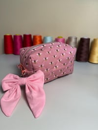 Image 2 of Handmade Quilted Cosmetic Bag, Small Zipper Pouch, Travel Toiletry Organizer