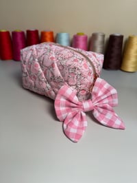 Image 4 of Handmade Quilted Cosmetic Bag, Small Zipper Pouch, Travel Toiletry Organizer