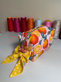 Image 6 of Handmade Quilted Cosmetic Bag, Small Zipper Pouch, Travel Toiletry Organizer