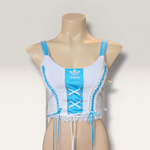 Image of Adidas Baby Blue Flip Set - Super Crop + Lace Up Corset