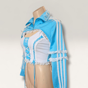 Image of Adidas Baby Blue Flip Set - Super Crop + Lace Up Corset