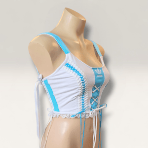 Image of Adidas Baby Blue Flip Set - Super Crop + Lace Up Corset