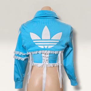 Image of Adidas Baby Blue Flip Set - Super Crop + Lace Up Corset