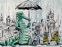 Image 2 of Crocodile and Girl Print 