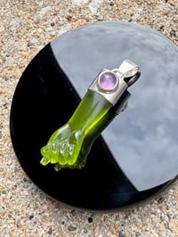 Image 1 of Green chalcedony and amethyst mano figa 