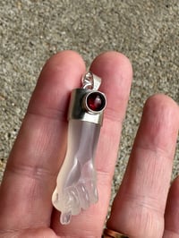 Image 3 of White chalcedony and garnet mano figa 