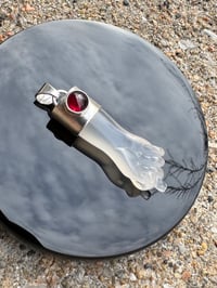 Image 2 of White chalcedony and garnet mano figa 