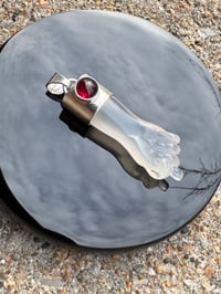 Image 4 of White chalcedony and garnet mano figa 