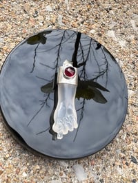 Image 1 of White chalcedony and garnet mano figa 