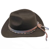 Image 2 of 1PC. HAND MADE BEAD ADORNED SILK WRAP RIBBON ADJUSTABLE HAT BAND