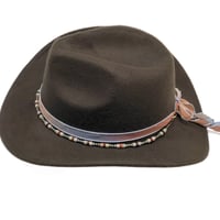 Image 1 of 1PC. HAND MADE BEAD ADORNED SILK WRAP RIBBON ADJUSTABLE HAT BAND